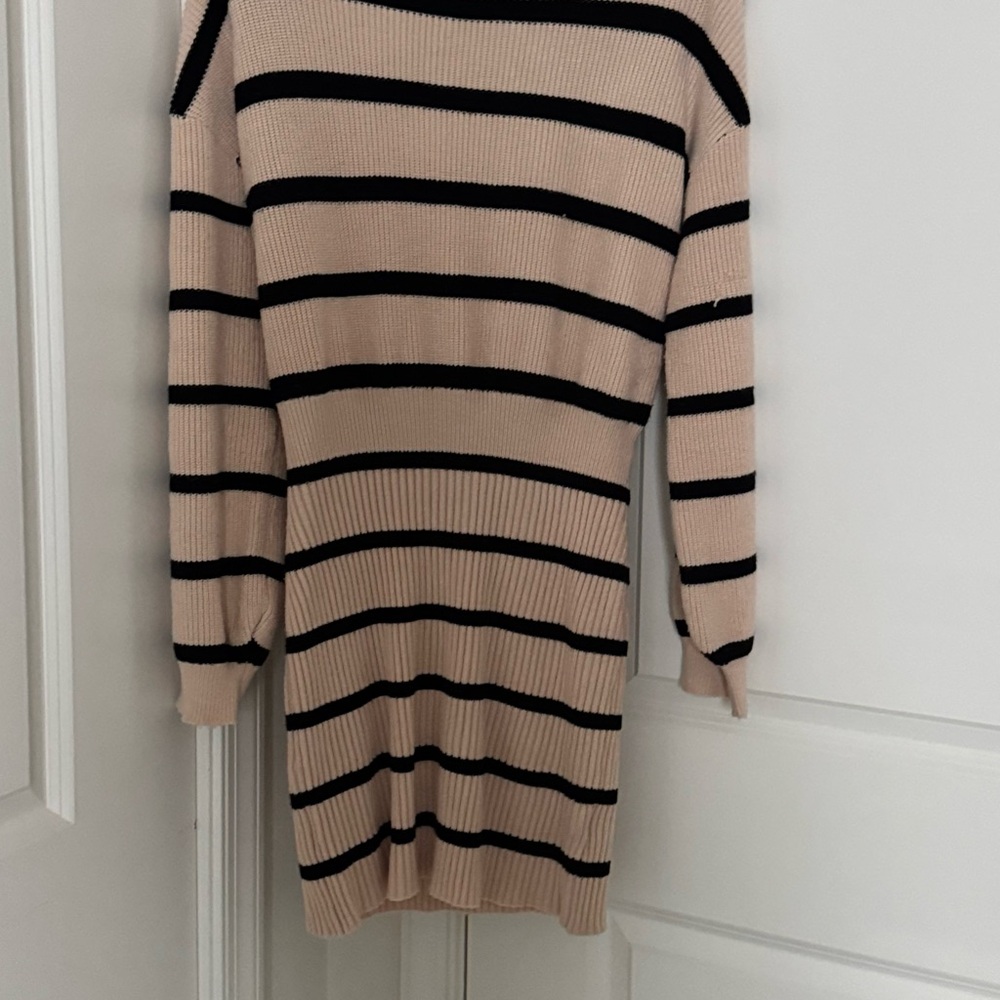 Striped Black and Tan Women's Sweater - NEW